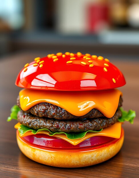 Photo 3d glossy plastic burger design