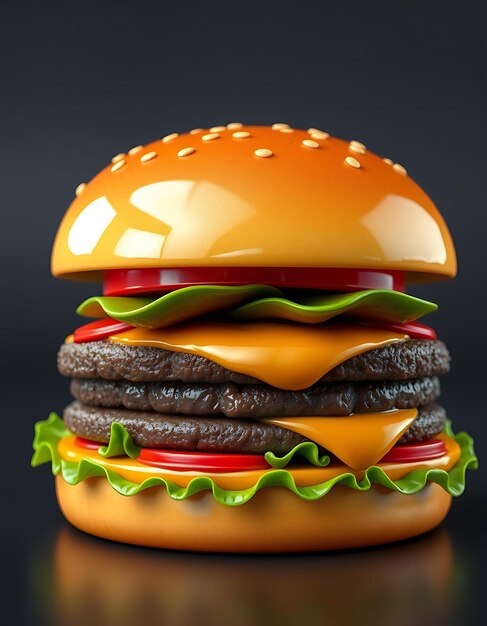 3D Glossy Plastic Burger Design