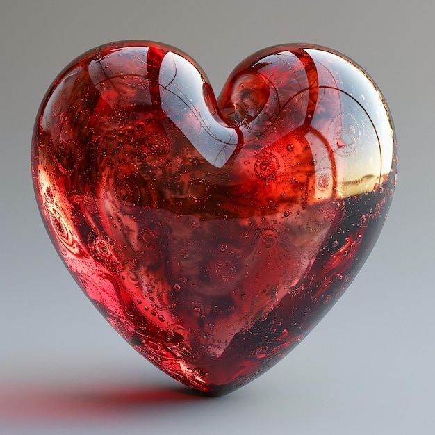 3D Glossy Red Heart Stylized and Elegant