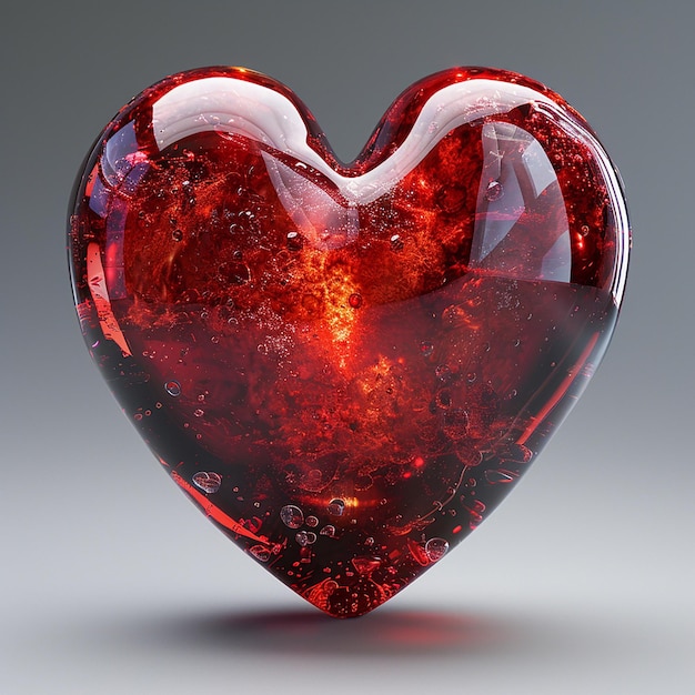 3D Glossy Red Heart Stylized and Elegant