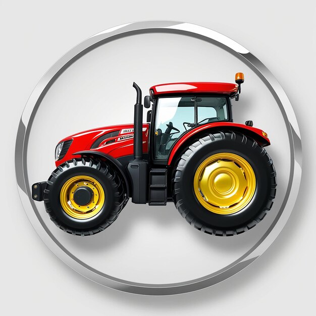 Photo 3d glossy tractor icon with vibrant colors and smooth edges isolated on white