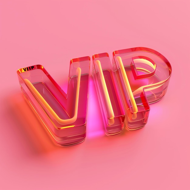 Photo 3d glossy vip letters on pink background