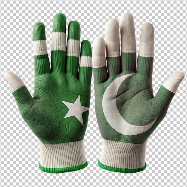 3d gloves with pakistani flag on white background