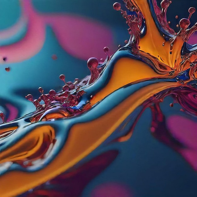 3D glow 3d colorful water splash image and water ripple liquid splash Ai generated