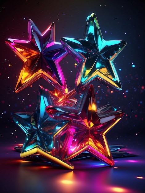 3D Glow Colorful stars