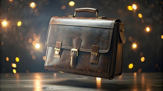 3D Glowing abstract briefcase with marketing documents floating inside concept as A dynamic image of