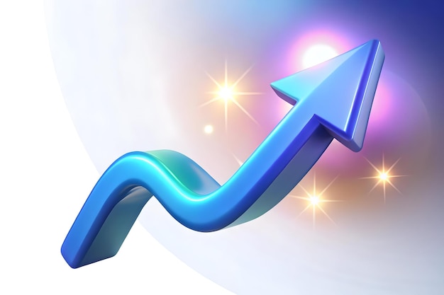 Photo 3d glowing abstract upward arrow representing business growth concept as a dynamic shot of a glowing