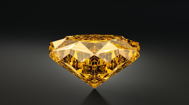 3d gold diamond on black background