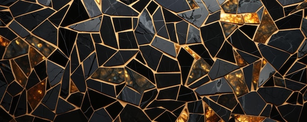 3d gold mosaic black marble background wallpaper