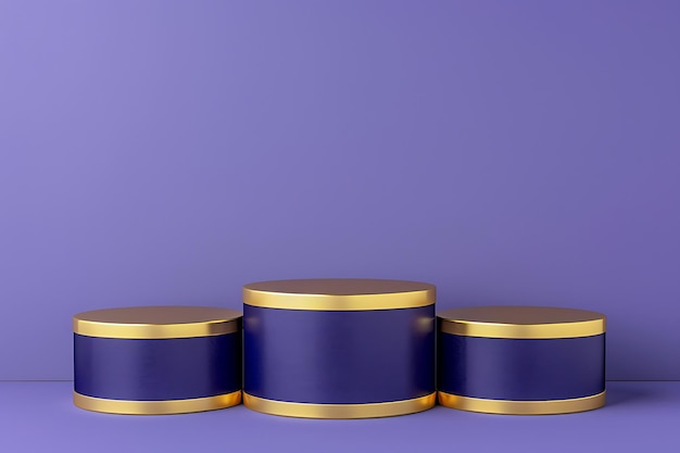 3d gold purple game look podium