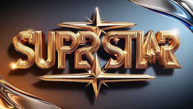 3D Gold Super Star Vector Text Effect