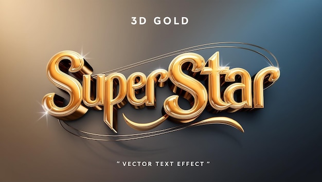 3D Gold Super Star Vector Text Effect