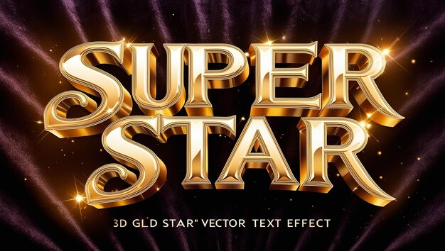 Photo 3d gold super star vector text effect