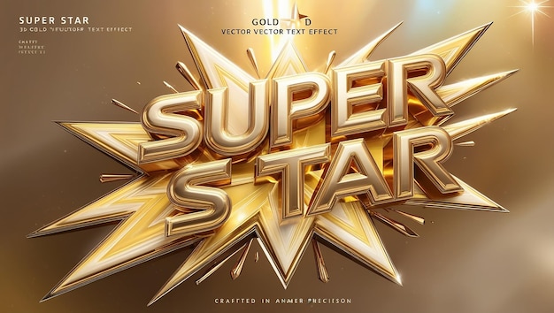 3D Gold Super Star Vector Text Effect