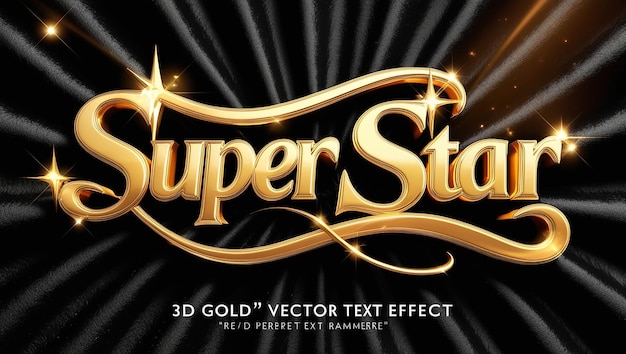 Photo 3d gold super star vector text effect