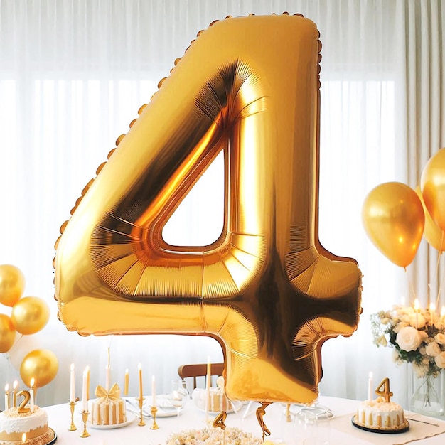 Photo 3d golden balloon number