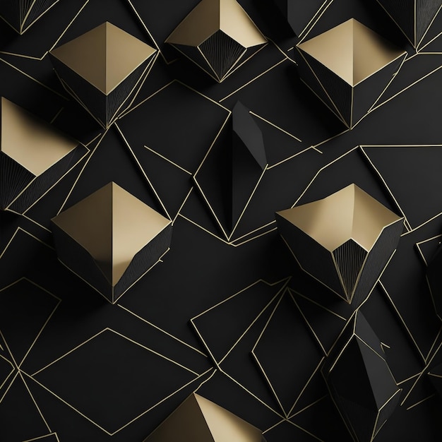 3d Golden amp black wallpaper geometric technology Texture Background on pyramid brick abstract