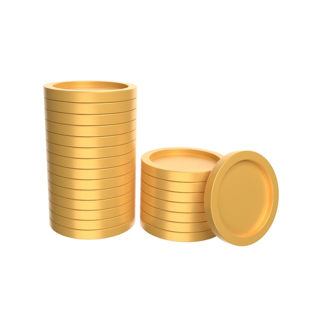 3d golden coins isolated on white background 3D render illustration