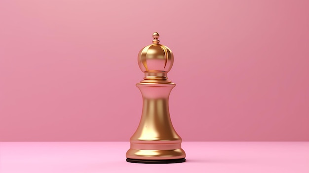 3D golden king chess over podium and pawn piece