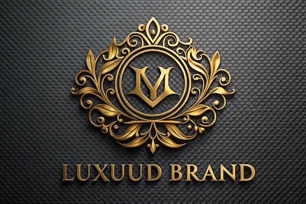 3D Golden Logo Mockup Design