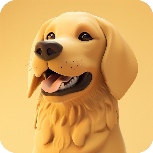 Photo 3d golden retriever icon dog breed and pet illustration logo