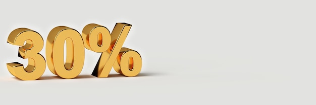 3d golden words 30 percent with blank background. 3d rendering