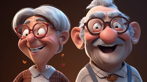 3d grandparents AI illustration