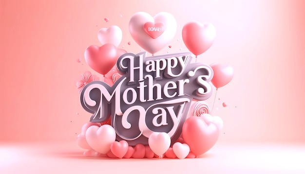 A 3D graphic design for a Happy Mothers Day