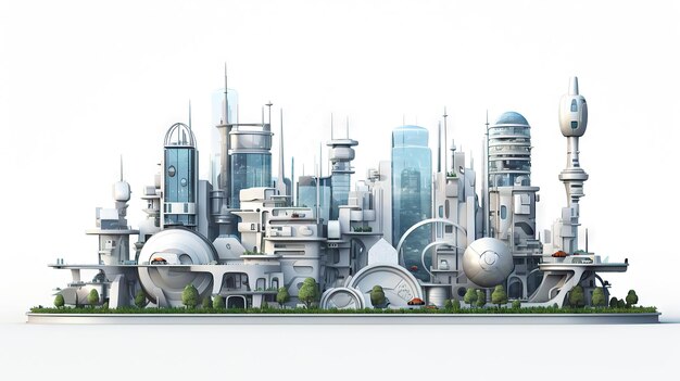 3D Green cityscape city model background