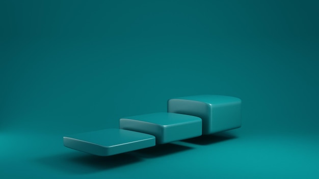 3d Green teal podium with 3 step minimalist background 3d Rendering Premium Photo