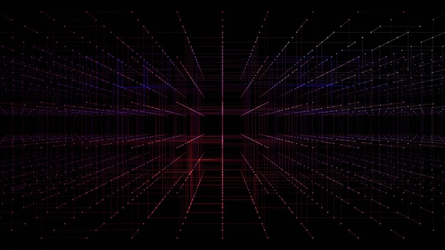 3d grid perspective concept for digital network data visualization.