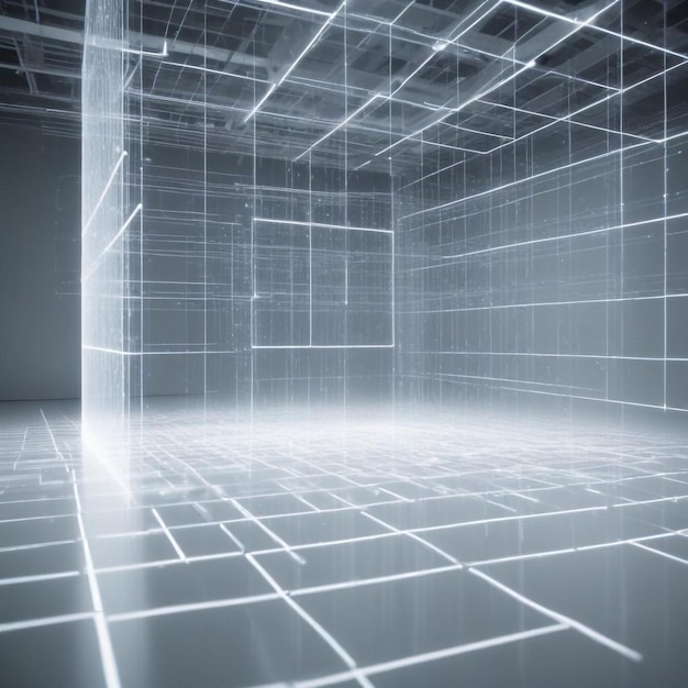 A 3D Grid Room Design Creating a Captivating Spatial Illusion with Dynamic Depth and Perspective