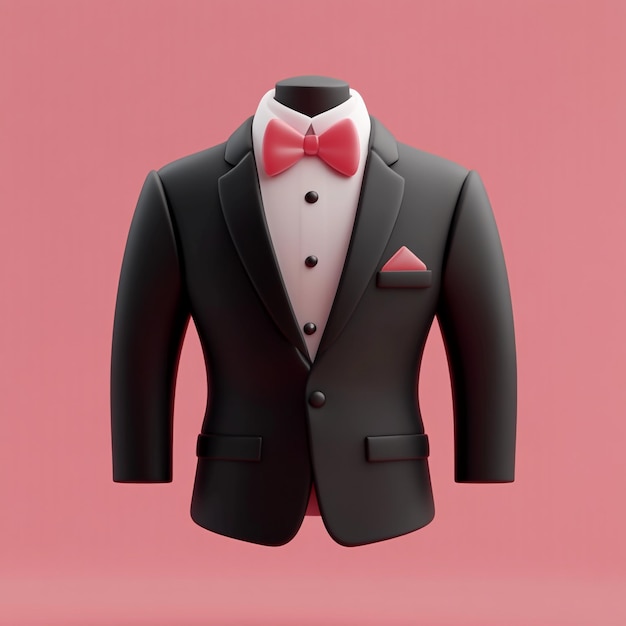 Photo 3d grooms suit icon formal wedding fashion illustration logo