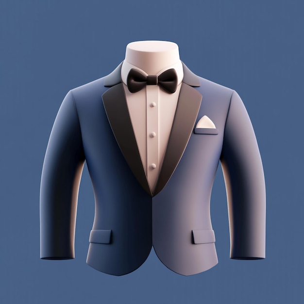 3D Grooms Suit Icon Wedding Reception Fashion Illustration Logo