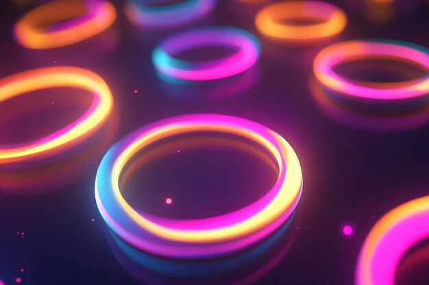 Photo 3d groovy circles vibrant glowing circle design background wallpaper