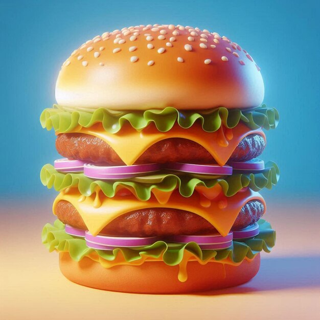 Photo 3d hamburger digital art style