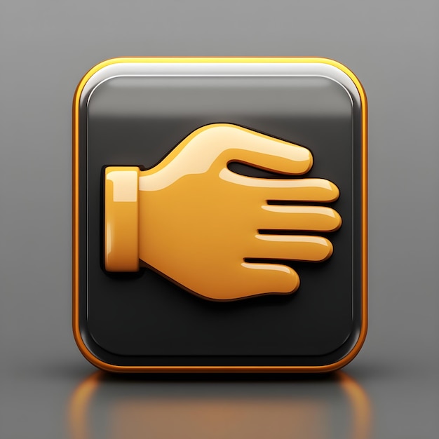 Photo 3d hand gesture icon black gold app button