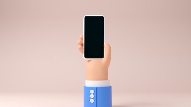 3d hand holding phone elements