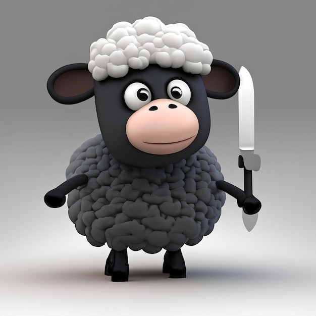 3d happy baby sheep with adorable smile in pixar style