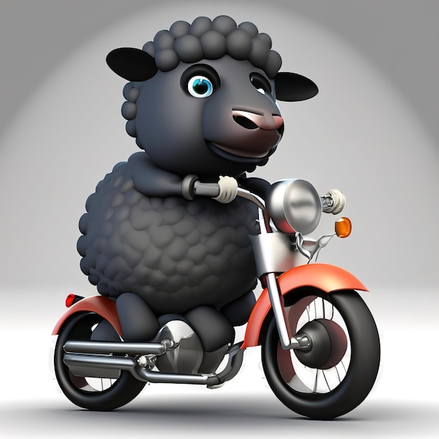 3d happy baby sheep with adorable smile in pixar style