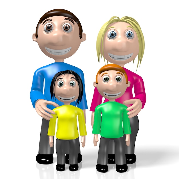 3D happy family parenting concept