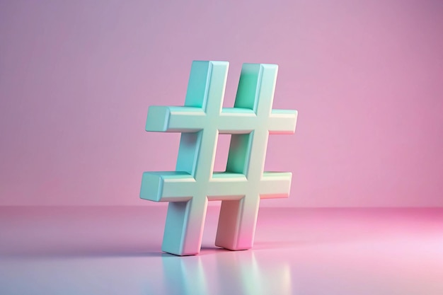 3D Hashtag Symbol with Posts