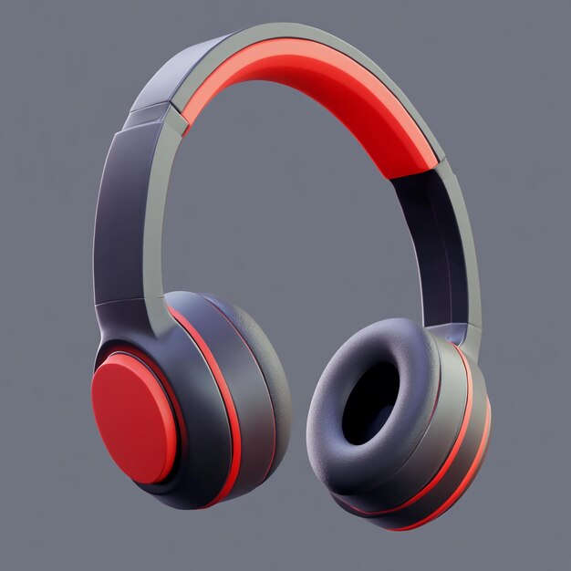 Photo 3d headphones icon audio and music listening device illustration logo