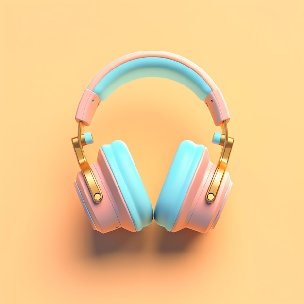 3d headphones on a peach background