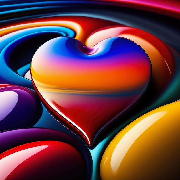 3D HEART ABSTRACT COMPOSITION ART VALENTINE DAYS LOVE COUPLE BALLON minimalism design landing post