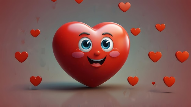 3D Heart Emoji Character Vibrant Expressive and Playful