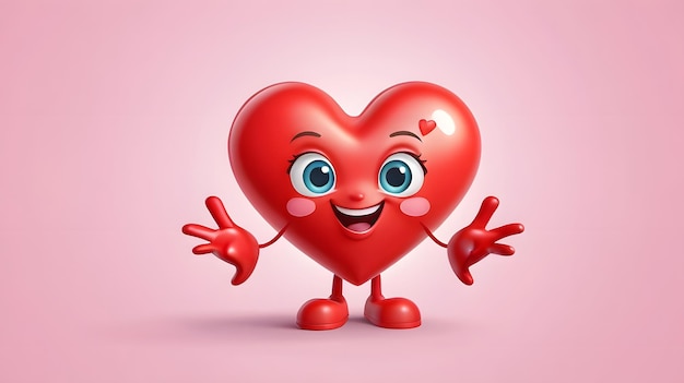 3D Heart Emoji Character Vibrant Expressive and Playful