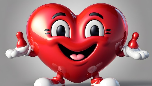 3D Heart Emoji Character Vibrant Expressive and Playful