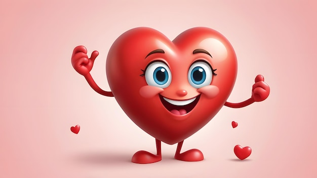 3D Heart Emoji Character Vibrant Expressive and Playful