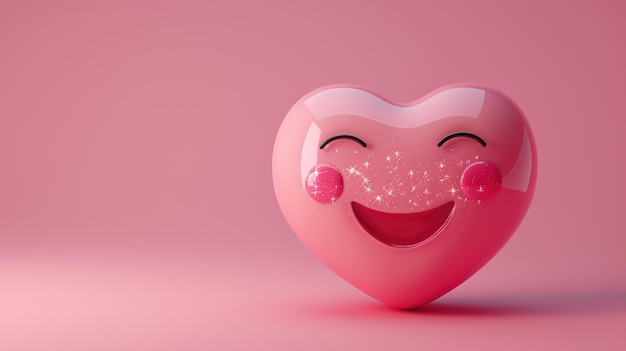 3D Heart emoji Valentines day Pink heart emoticon Ai Generated